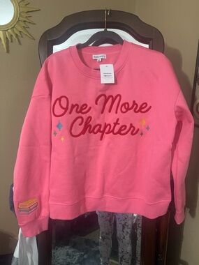 Kirklands Coral Pink "One More Chapter" Crewneck Sweatshirt